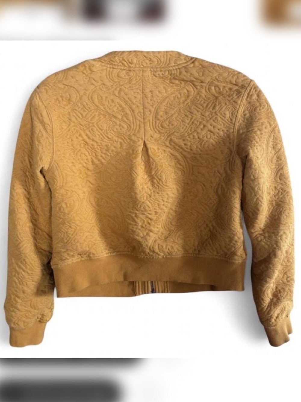 Anthropologie Saturday Sunday Quilted Bomber Jacket Mustard Cropped Boho Fall - Picture 4 of 6